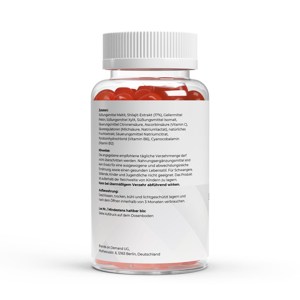 Gominolas Premium de Shilajit 1000 + Vitamina C,B6, B12 - 60 Uds